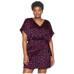 New Michael Kors Womens Plus Size 2X Nubian Giraffe Wrap V-neck Dress